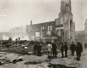 Fire damage at Park Presbyterian Church (from the Dayton Daily News Archive)