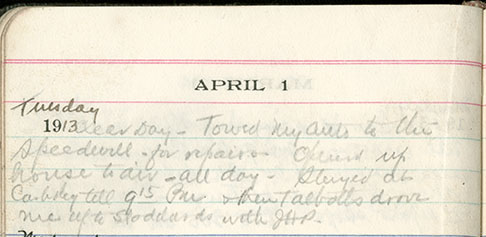 JGC Schenck diary entry, April 1, 1913