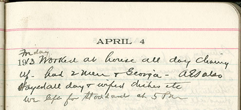 JGC Schenck diary entry, April 4, 1913
