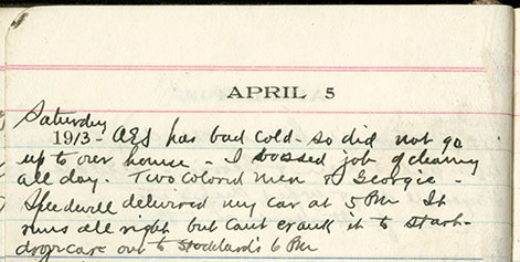 JGC Schenck diary entry, April 5, 1913