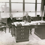 J. K. Owen and S. C. Allyn in Allyn's new office in Talbott Towers, 1961
