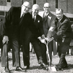 Dayton Campus (now WSU) Groundbreaking, May 31, 1963. Left-right: Novice Fawcett, S. C. Allyn, Robert S. Oelman, Gov. James A. Rhodes.