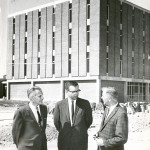 Original DDN caption (Sept. 13, 1964): "Three officials talk future plans. They are Howard Bales, assistant director of the college of science and engineering; Warren H. Abraham, assistant dean of academic centers of Miami U., and C. DeWitt Hardy, director of admissions."