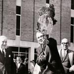Stanley C. Allyn, James A. Rhodes, and Robert S. Oelman at the groundbreaking for Oelman Hall, 1965