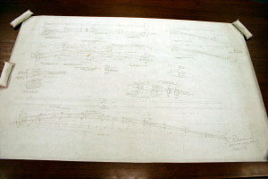 Original Pencil Drawing of 1903 Flyer, Support Rails.  