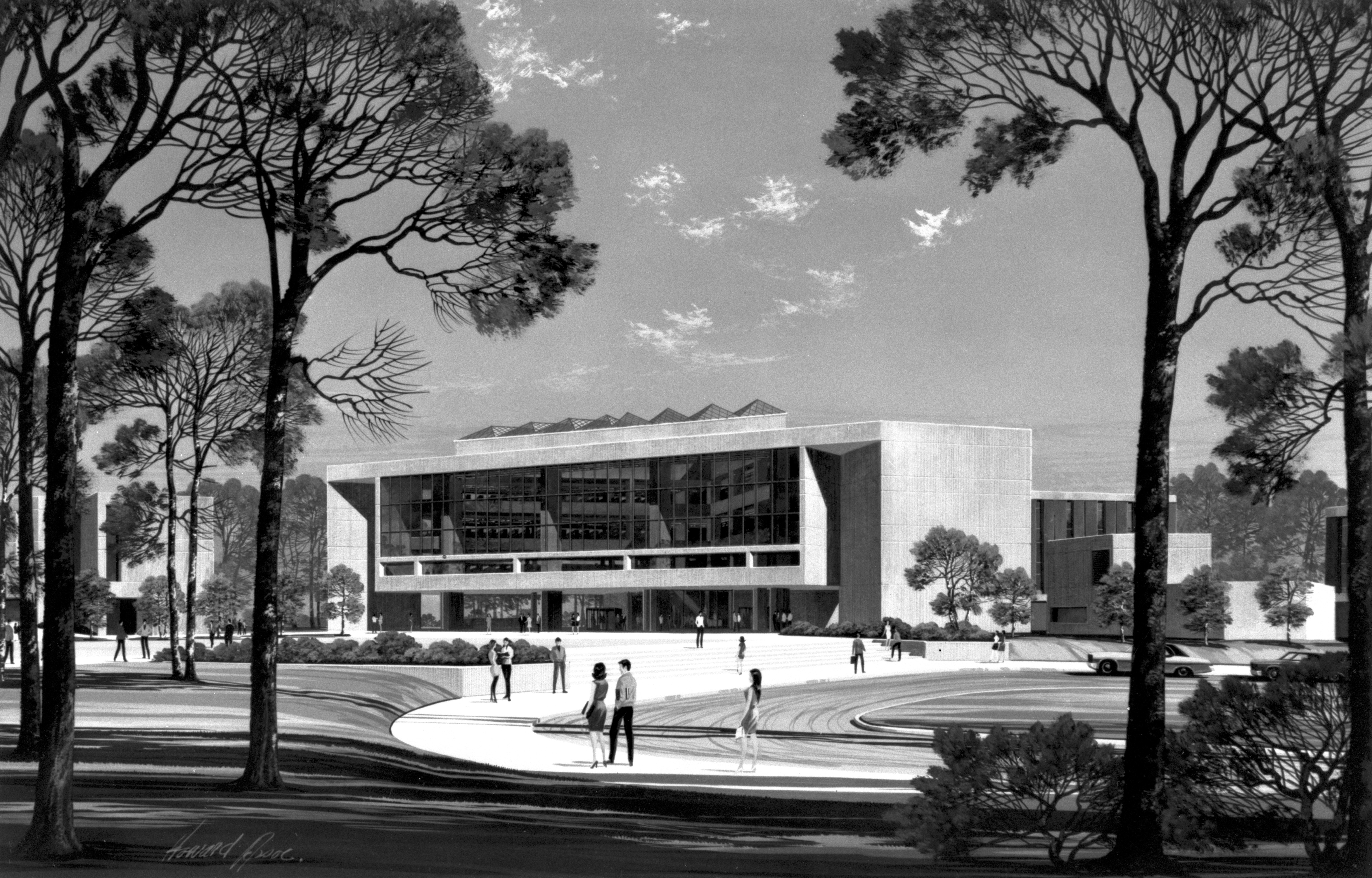 Artist's rendition of future University Library, 1970 (7012-07-1)