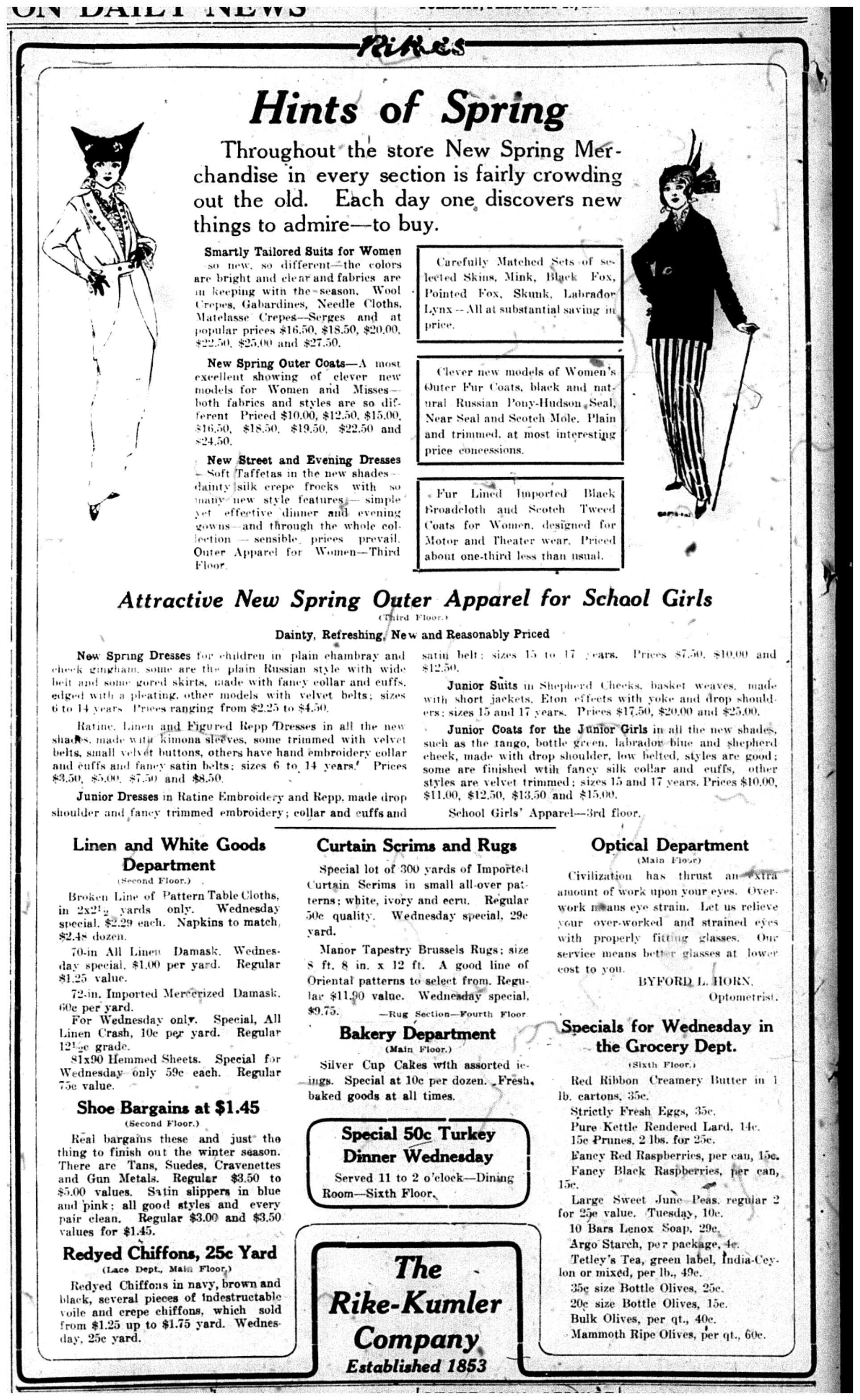 Ad for Rike's, DDN, Feb. 10, 1914