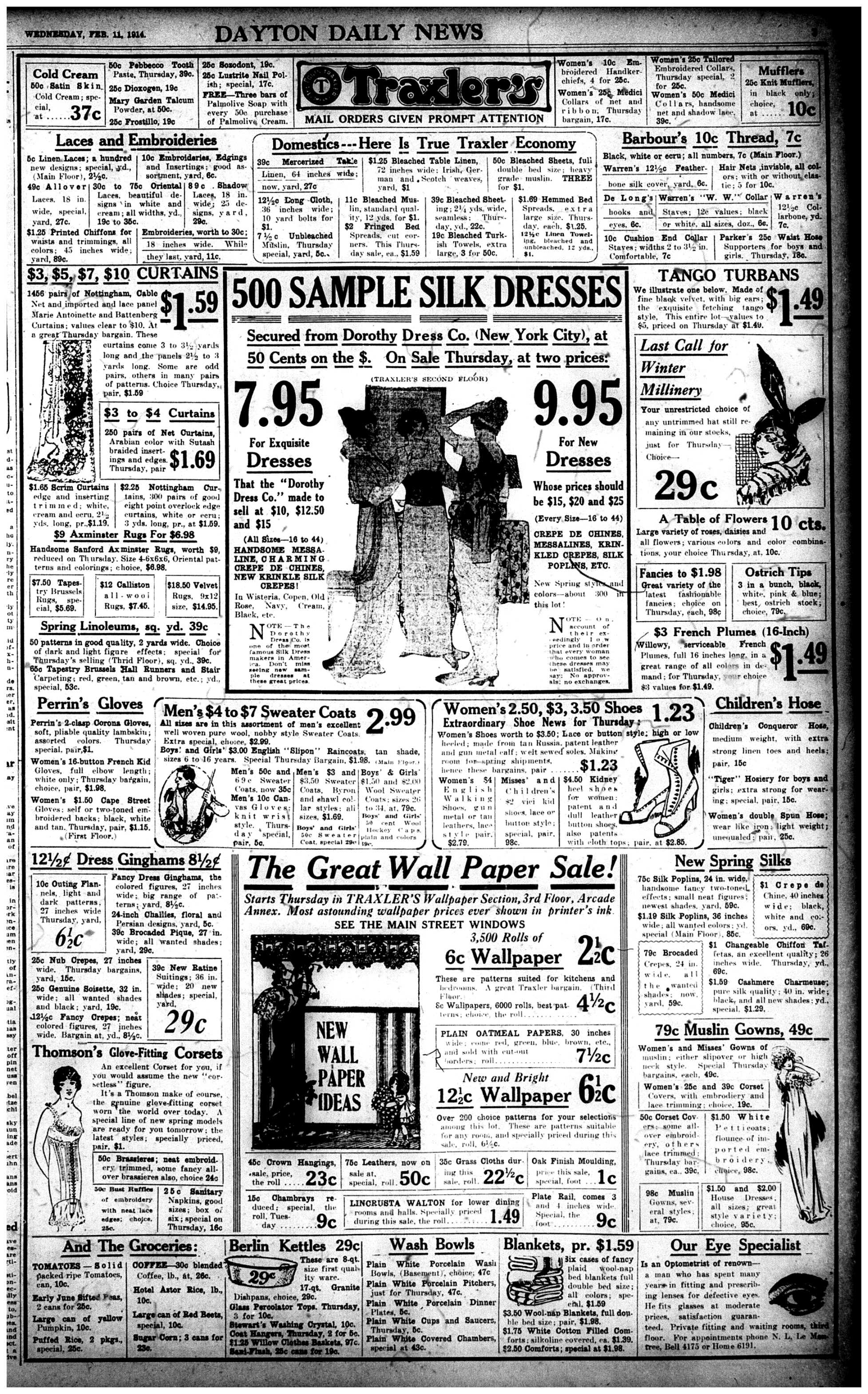 Ad for Traxler's, DDN, Feb. 11, 1914
