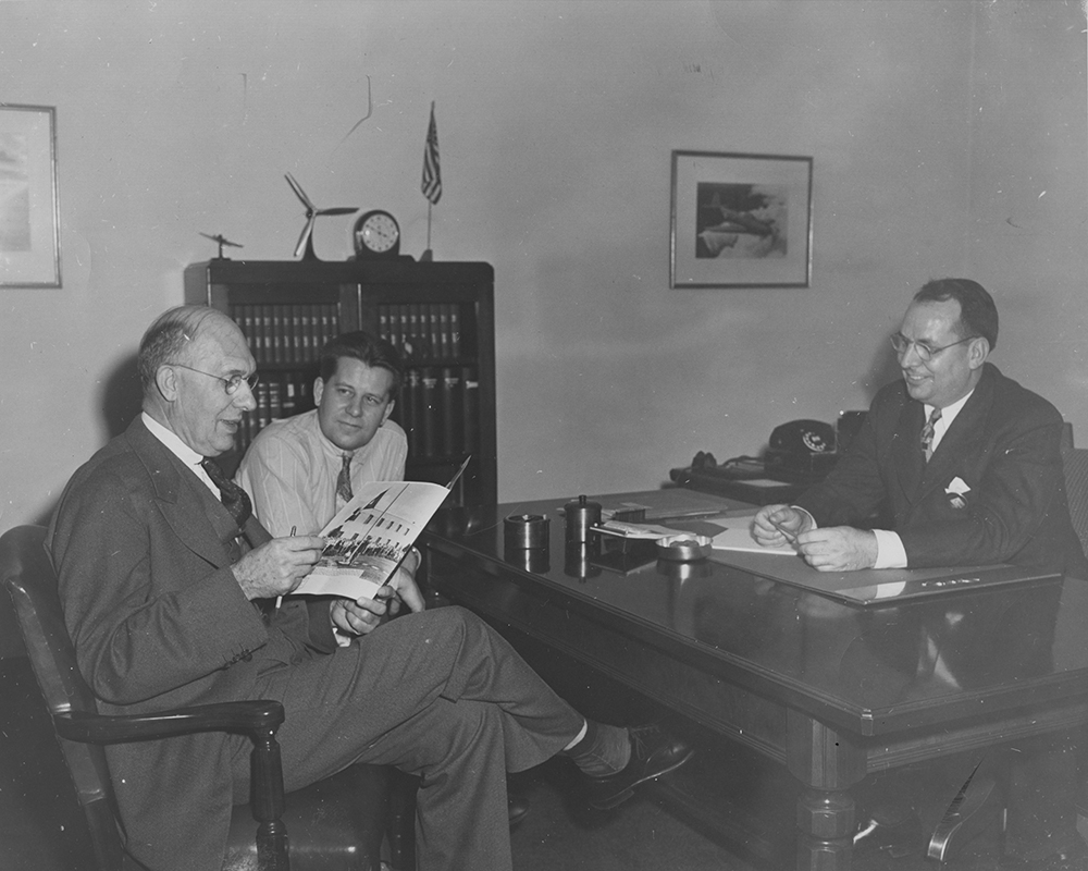 Charles F. Kettering (left), W. J. Blanchard (right), and an unidentified man, undated (MS-305, Box 3a, Folder 9)