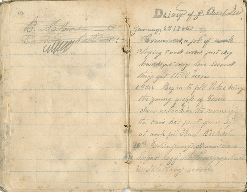 James F. Overholser diary page, 6 January 1862 (item # ms5_01_01_01_07)