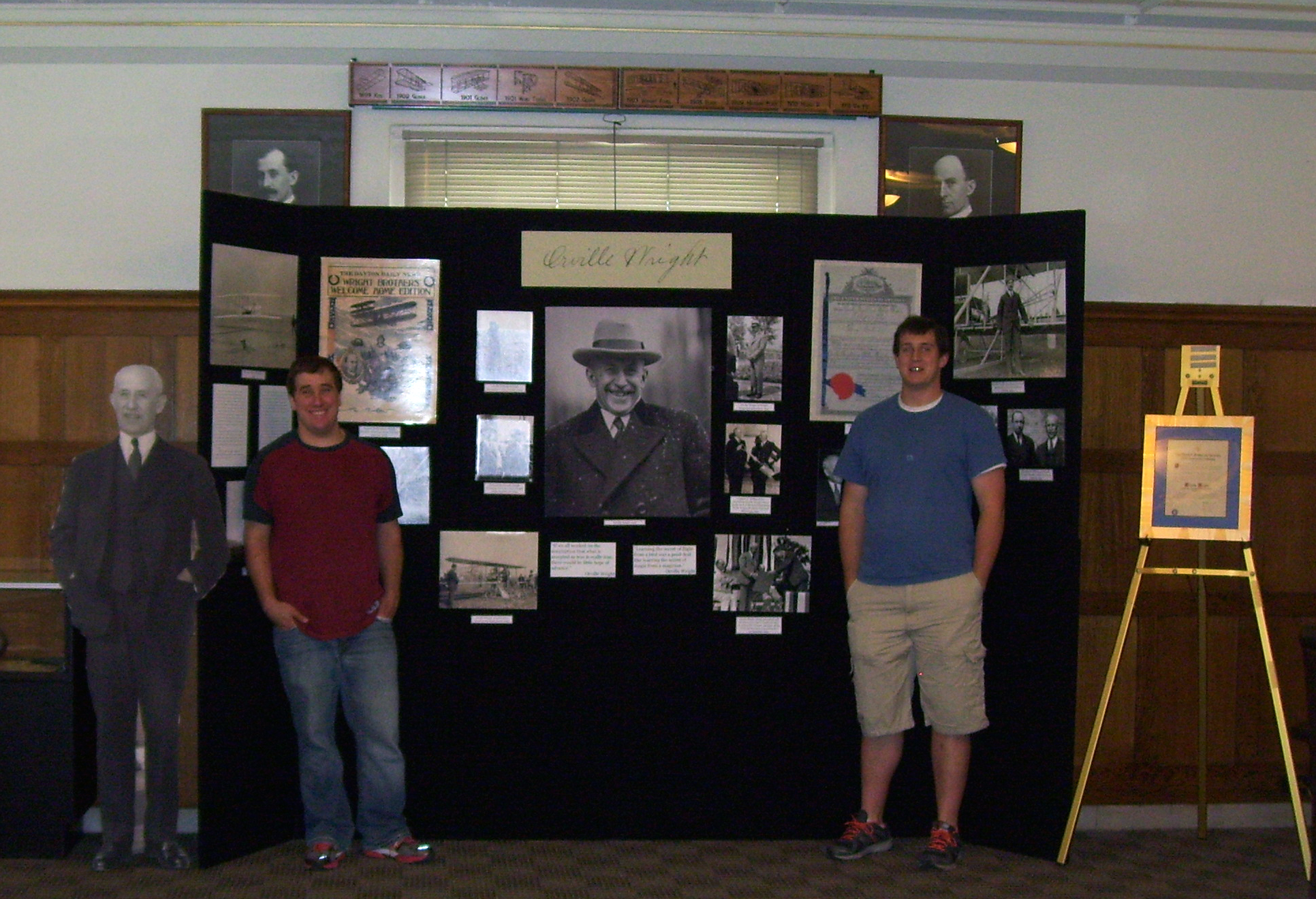 Adam (left) and Jordan with the Orville Wright portion of their exhibit