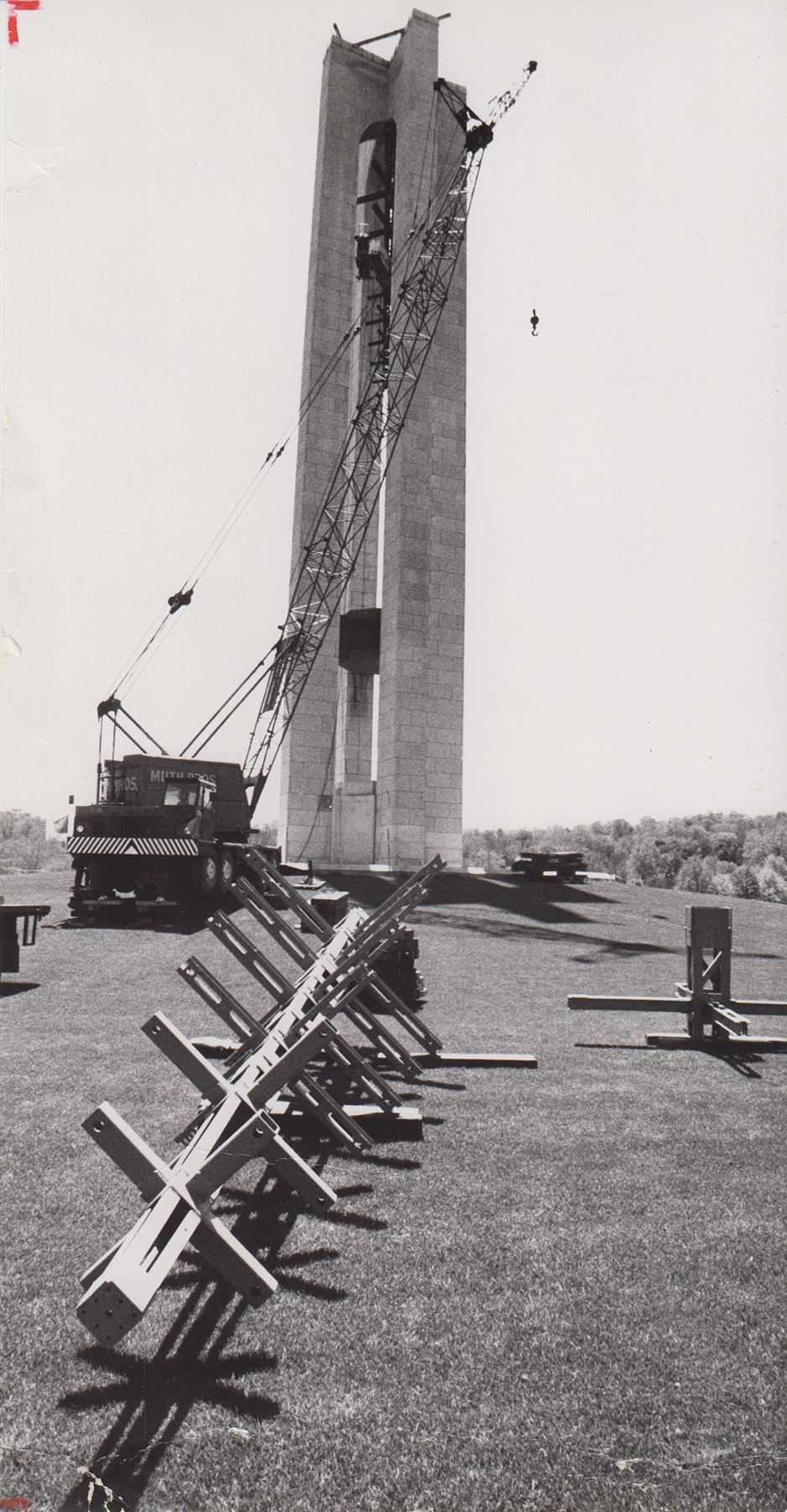 Installing a new bell hanger, May 1974