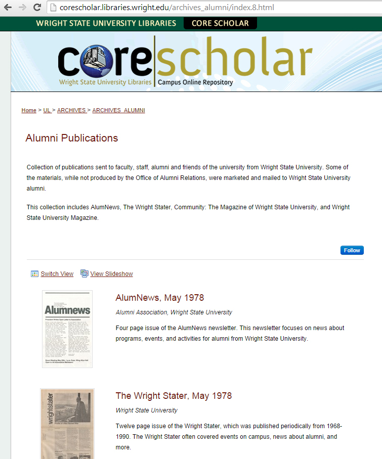 Alumni publications on CORE Scholar