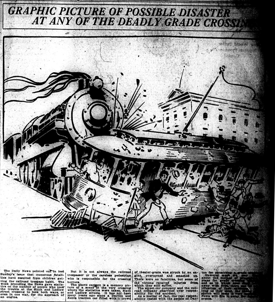 Political ad in favor of eliminating railroad grade crossings, Dayton Daily News, Nov. 1, 1914.