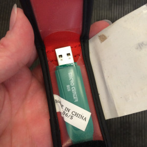 First USB flash drive donation to Special Collections & Archives, Oct. 30, 2014.