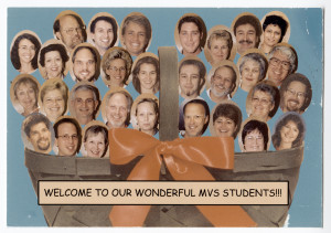 Bulletin boards with cutouts of staff (MS358_53_02_103)