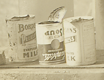 Close-up of empty soup cans