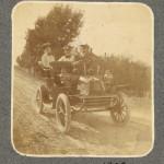 Orville Wright (driving), Katharine Wright, and Harriet Silliman in the "St. Louis" automobile purchased by Charles Webbert through the Wright Cycle Company, 1903. (photo ms1_28_7_5)