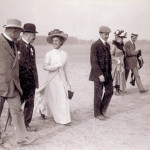 Katharine and Orville Wright , along with others, walk across Tempelhof Field, Germany, 1909. (photo ms1_18_10_44)