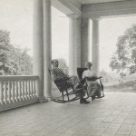 Orville and Katharine Wright sitting on porch at Hawthorn Hill, 1915. (photo ms1_26_5_11)