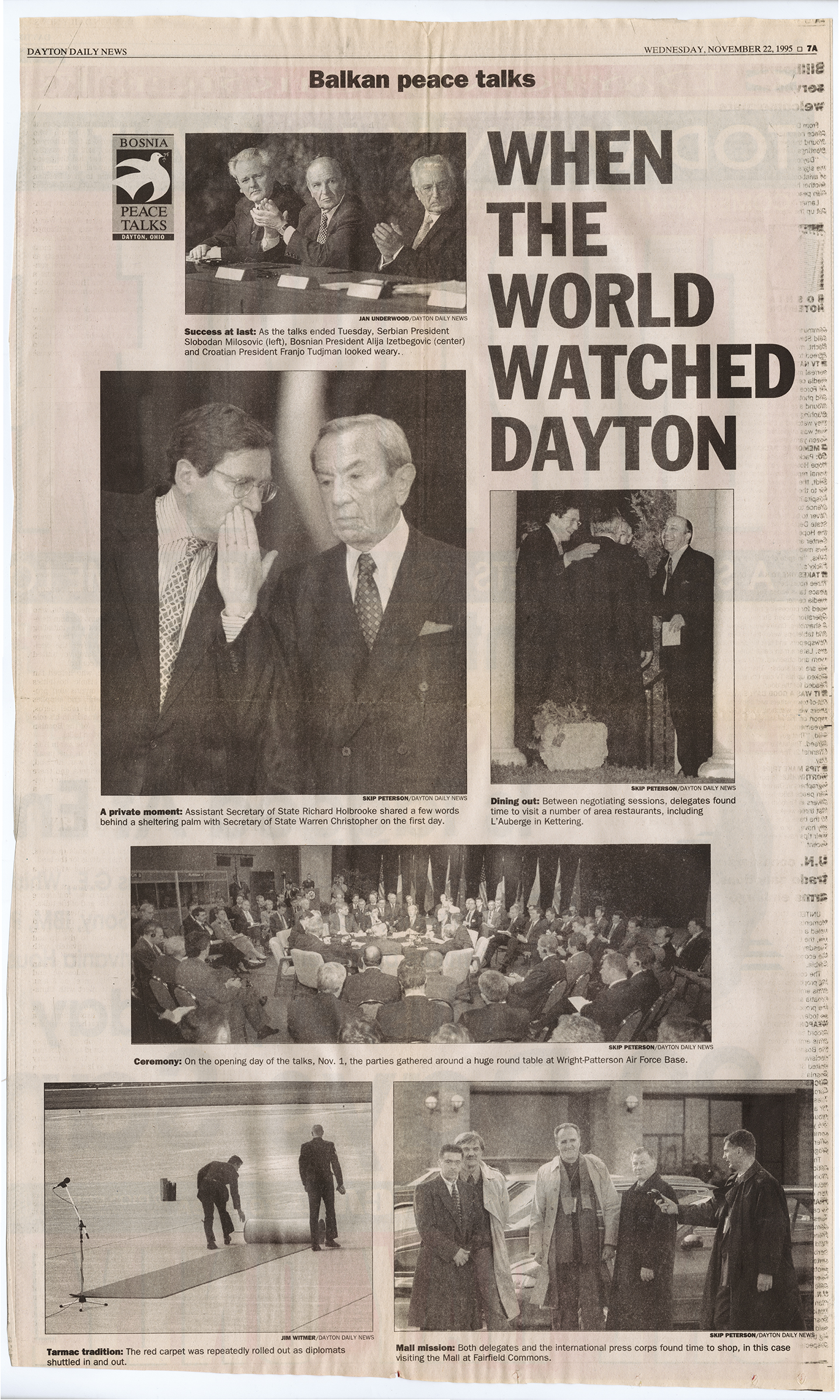 "When the World Watched Dayton," Dayton Daily News, November 21, 1995, page 7A, from MS-411