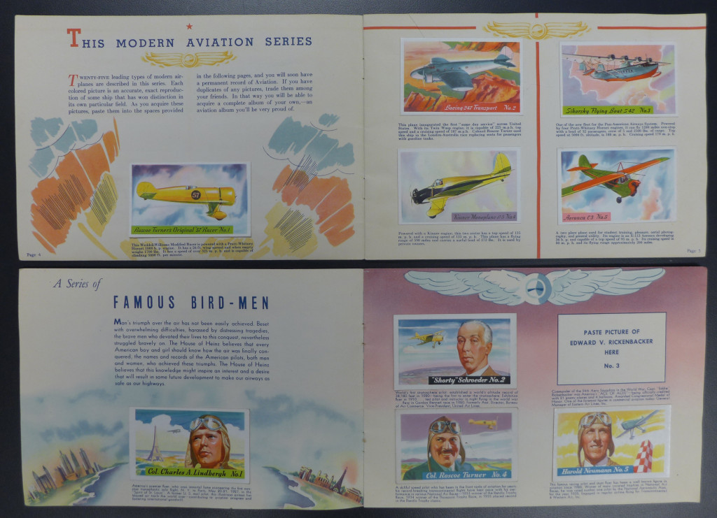 Heinz aviation albums, showing stamps