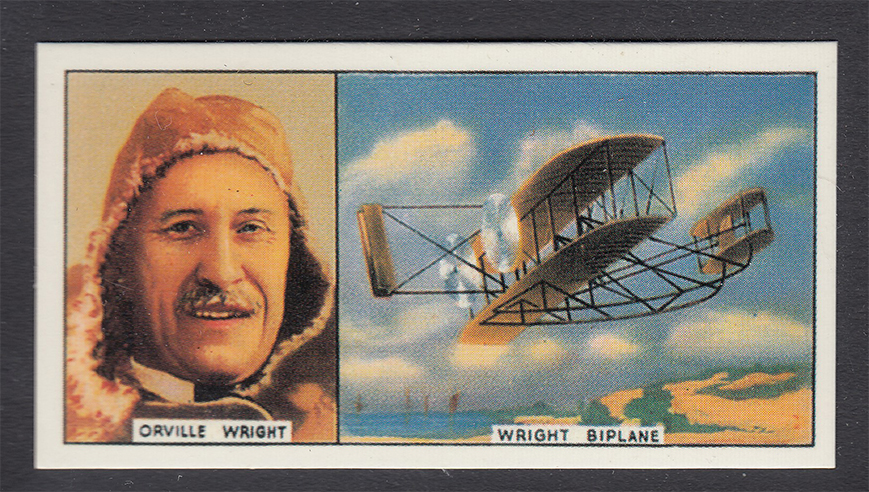 Trade card featuring Orville Wright, from the Carrera's Famous Aviators trade card series