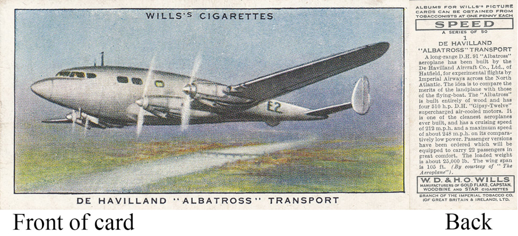 Front and back of a Wills's trade card (ca. 1935)