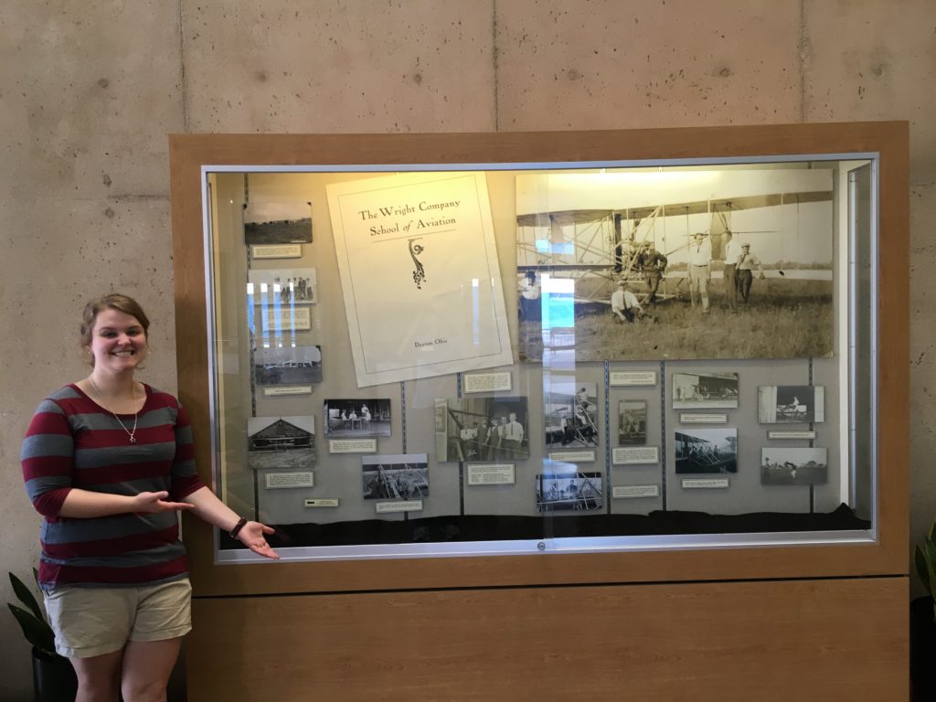 Lauren Lyon with the Wright School of Aviation and Exhibition Team exhibit, April 2016