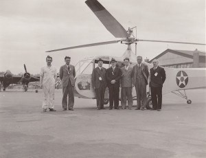 MS-364 Bernard Lindenbaum Vertical Flight Research Collection Left to Right: Ed Walsh, Adolph Plenefisch, Igor I. Sikorsky, Orville Wright, Ralph Alex, Leslie Morris, and Boris Labensky, May 1942