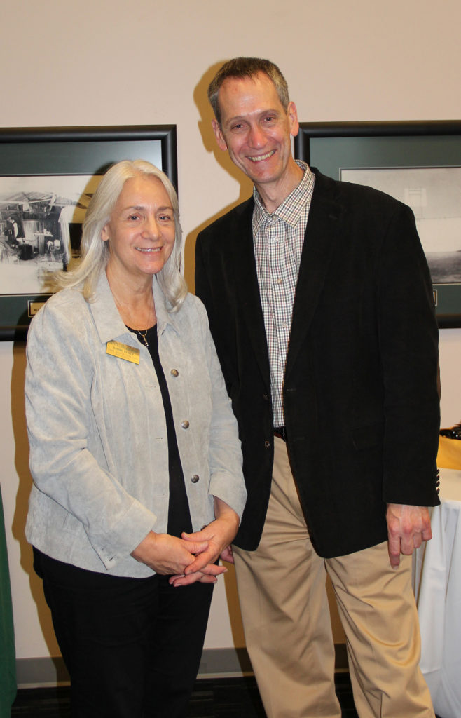Dawne Dewey, Head of Special Collections & Archives, with Harry Haskell, grandson of Katharine Wright's husband Harry Haskell